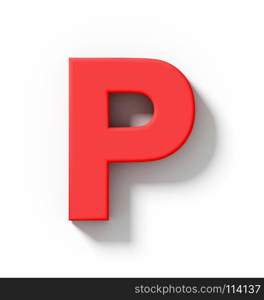 letter P 3D red isolated on white with shadow - orthogonal projection - 3d rendering