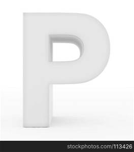 letter P 3d white isolated on white - 3d rendering