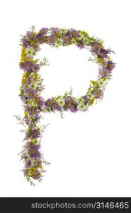 Letter P In A Purple And White Flower Font