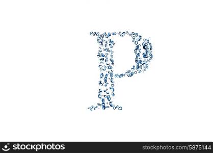 letter P of small bubbles water.
