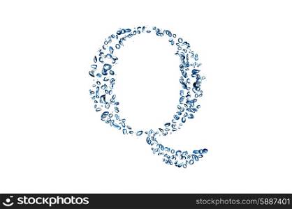 letter Q of small bubbles water.
