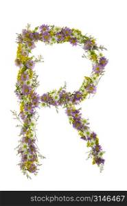 Letter R In A Purple And White Flower Font