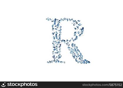 letter R of small bubbles water.