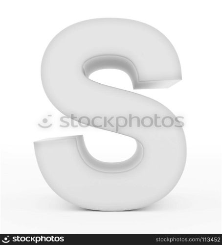 letter S 3d white isolated on white - 3d rendering