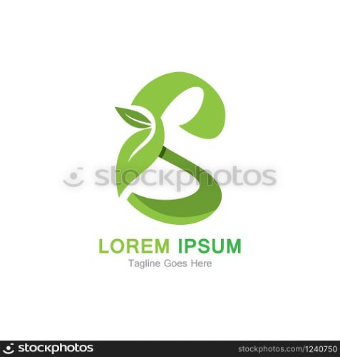 Letter S with leaf logo concept template design