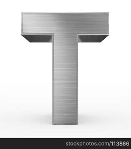 letter T 3d metal isolated on white - 3d rendering