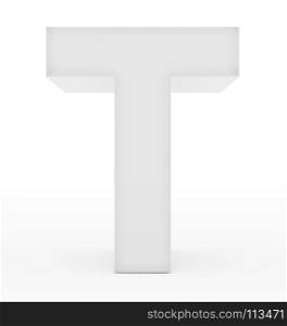 letter T 3d white isolated on white - 3d rendering