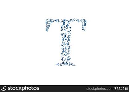 letter T of small bubbles water.