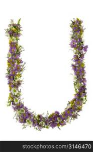 Letter U In A Purple And White Flower Font