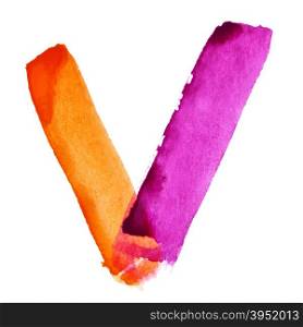 Letter V - colorful watercolor alphabet