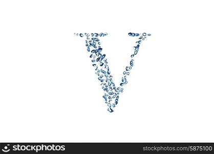 letter V of small bubbles water.