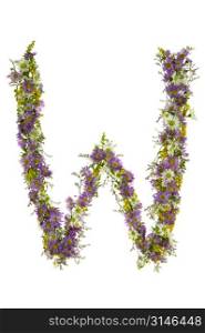 Letter W In A Purple And White Flower Font