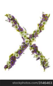 Letter X In A Purple And White Flower Font