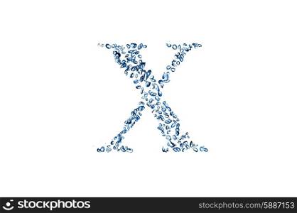 letter X of small bubbles water.
