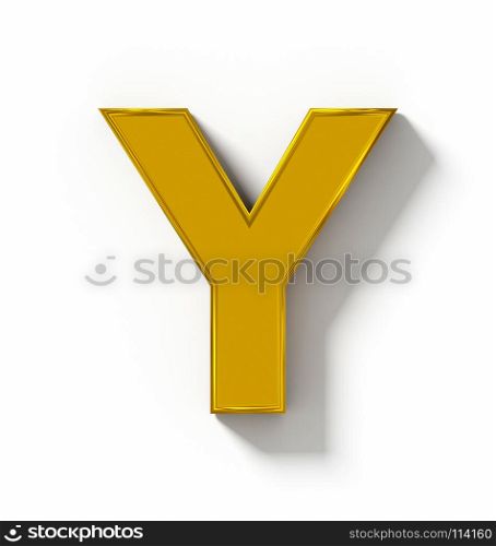 letter Y 3D golden isolated on white with shadow - orthogonal projection - 3d rendering