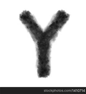 Letter Y made from black clouds or smoke on a white background with copy space, not render.. Letter Y made from black clouds on a white background.