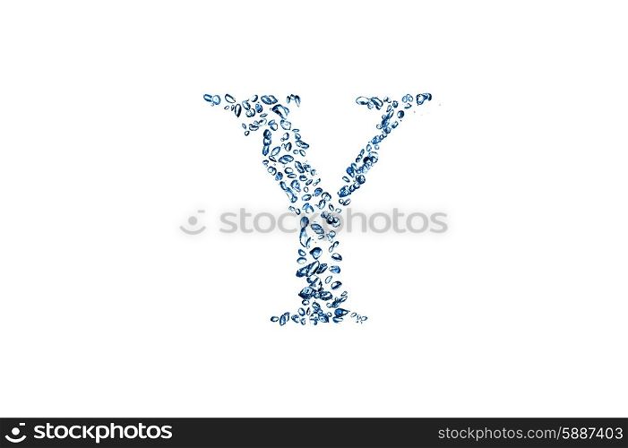 letter Y of small bubbles water.