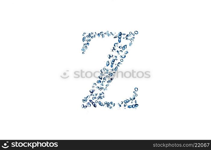 letter Z of small bubbles water.