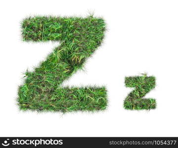 letter Z on green grass isolated on over white background