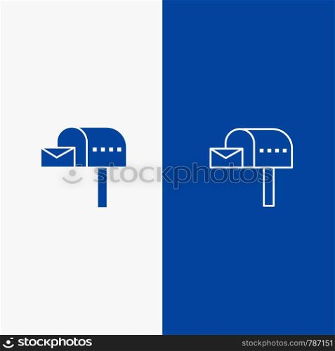Letterbox, Email, Mailbox, Box Line and Glyph Solid icon Blue banner Line and Glyph Solid icon Blue banner