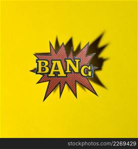 lettering bang boom star with shadow yellow background