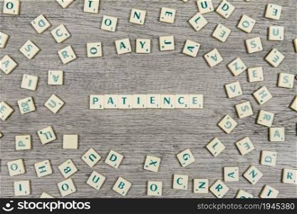 letters forming word patience. High resolution photo. letters forming word patience. High quality photo
