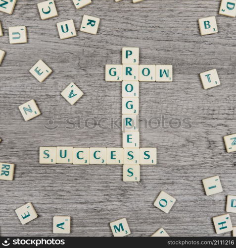 letters forming words progress grow success
