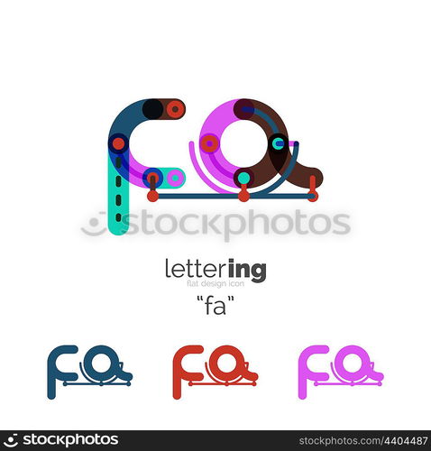 Letters logo icon. Letter logo business linear icon on white background. Alphabet initial letters company name concept. Flat thin line segments connected to each other. Flat cartoon industrial wire or tube design of ABC typeface