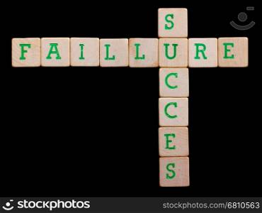 Letters on old wooden blocks (faillure, succes)