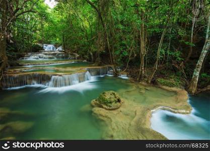 Level 1 of Huay Mae Kamin waterfall in Khuean Srinagarindra National Park, Kanchanaburi Province, Thailand