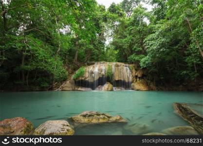 Level 2 of Erawan Waterfall in Kanchanaburi Province, Thailand