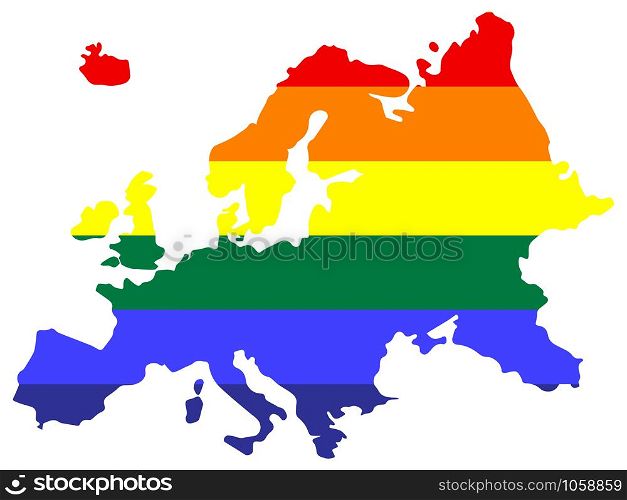 LGBT flag map of Europe Vector illustration eps 10.. LGBT flag map of Europe Vector