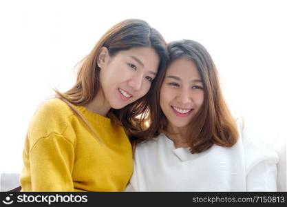 LGBT, Young cute asian women lesbian couple happy moment, friendship, homosexual, lesbian couple lifestyle concept
