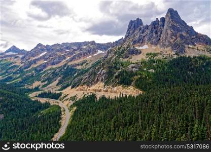 Liberty Bell Mountain and Early Winter Spires outside North Cascades National Park, Washington