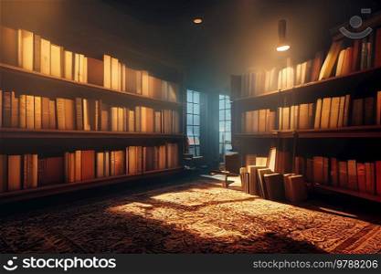 library interior, sheves with books, learning and back to school concept. shelf with books