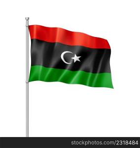 Libya flag, three dimensional render, isolated on white. Libyan flag isolated on white