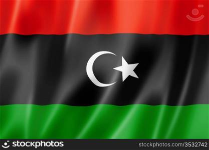 Libya flag, three dimensional render, satin texture. Libyan flag