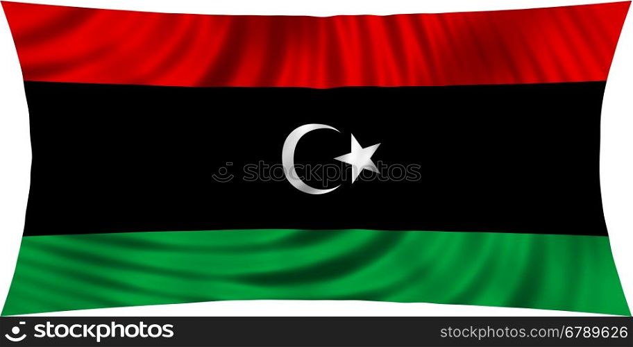 Libyan national official flag. African patriotic symbol, banner, element, background. Correct colors. Flag of Libya waving, isolated on white, 3d illustration