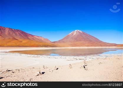 Licancabur volcano and Laguna Verde (Green Lake) in Altiplano, Bolivia