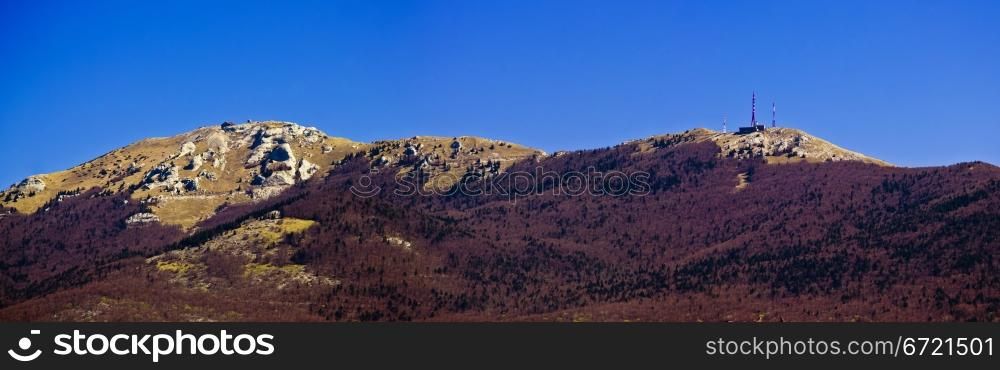 Licka Plesevica mountain peak panorama on Croatia and Bosnia Herzegovina border