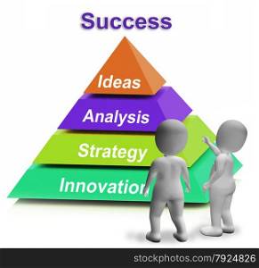 Life Balance Pyramid Having Family Career Health And Friends. Success Pyramid Showing Accomplishment Progress Or Successful