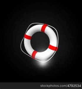 Life insurance. Close up of male hand pointing at buoy symbol