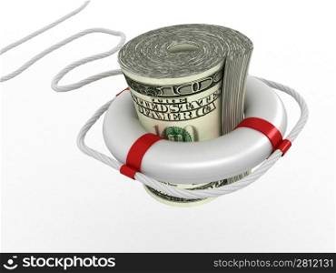 Lifebouy with dollar. 3d