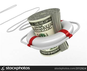 Lifebouy with dollar. 3d