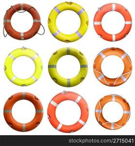 Lifebuoy. Collage of life buoy for safety at sea