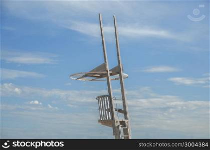 lifeguard station with blue sky background