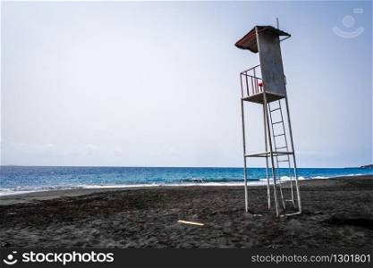 Lifeguard tower chair in Fogo Island, Cape Verde, Africa. Lifeguard tower chair in Fogo Island, Cape Verde
