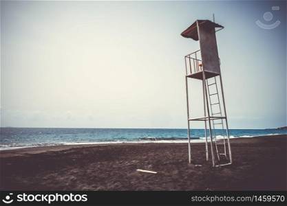 Lifeguard tower chair in Fogo Island, Cape Verde, Africa. Lifeguard tower chair in Fogo Island, Cape Verde