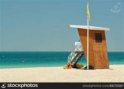 Lifeguard tower on a beach . Lifeguard tower on a beach in Dubai, United Arab Emirates