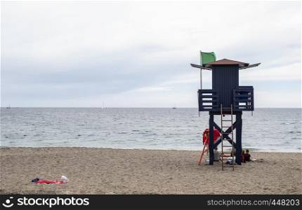lifeguards surveillance booth on a Spanish beach